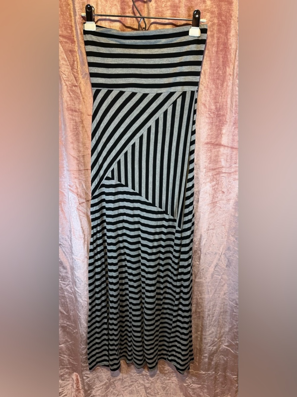 Wet Seal Black and Gray Striped Maxi